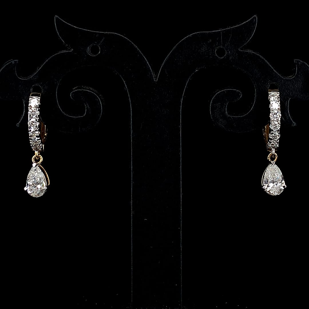 ANVI Round & Pear Drop Diamond Earrings
