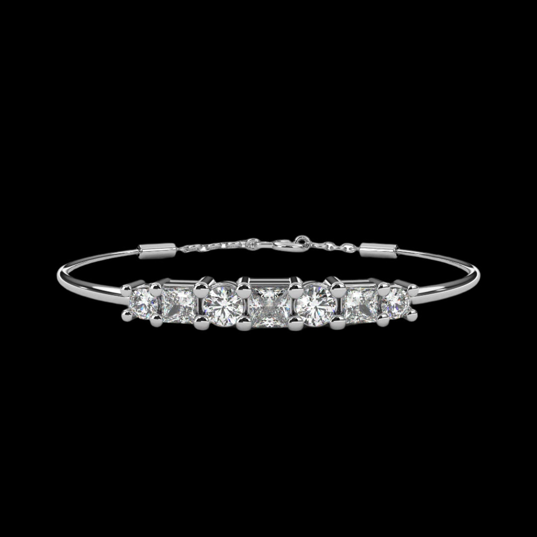 7 Stone Round & Princess Diamond Bracelet