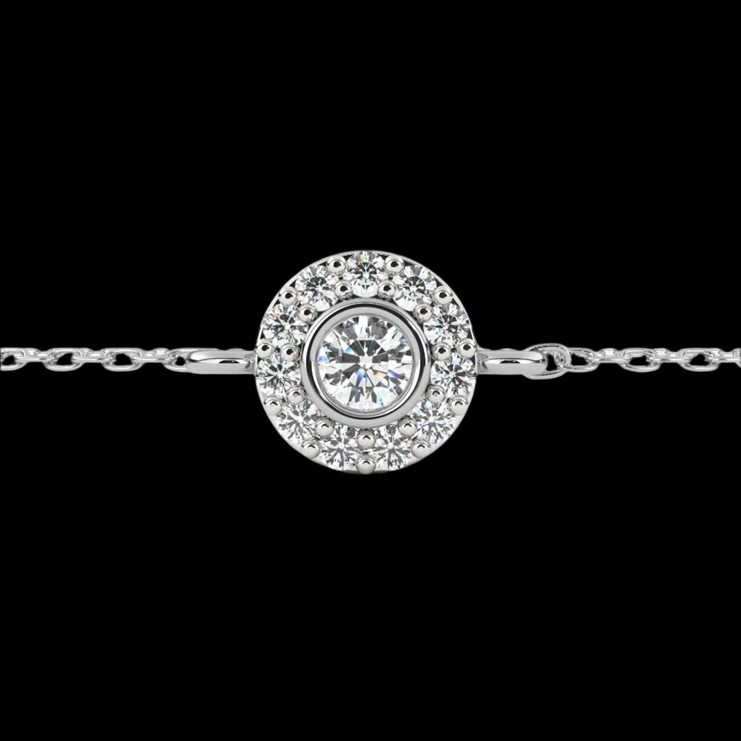 Round Halo Pendant Diamond Bracelet