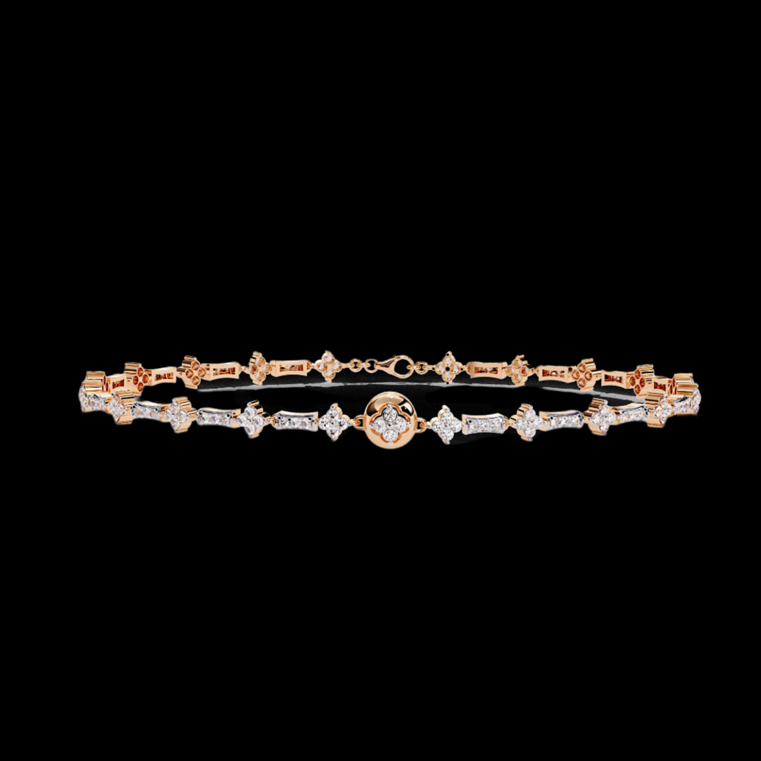 Floral Style Round Diamond Bracelet