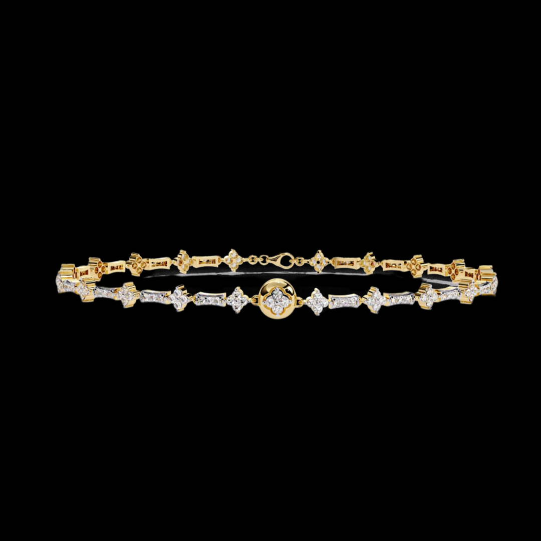 Floral Style Round Diamond Bracelet