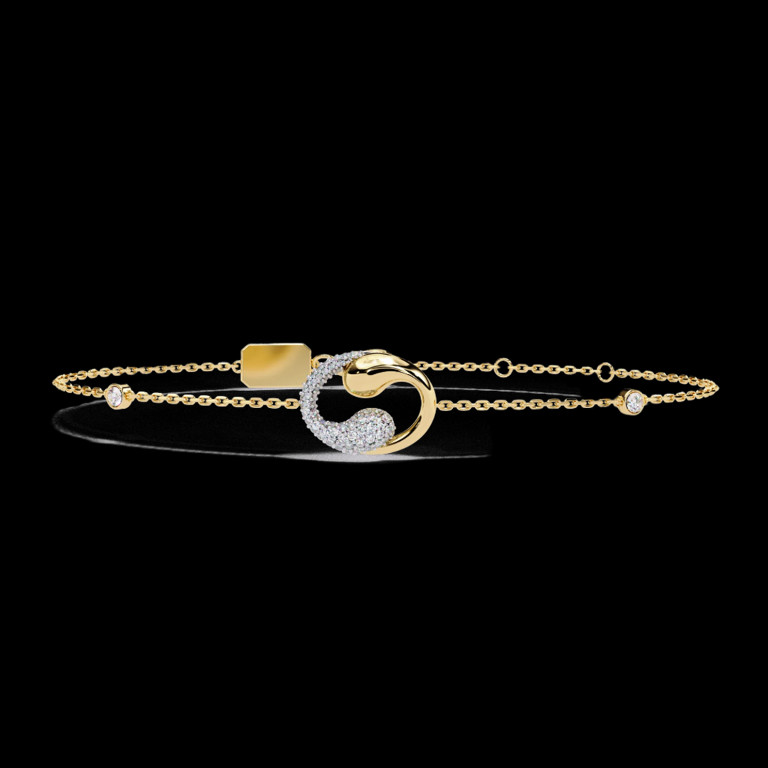 Yin-Yang Diamond Pendant Bracelet