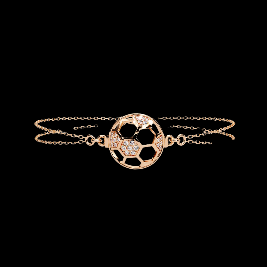 Soccer Ball Style Diamond Pendant Bracelet