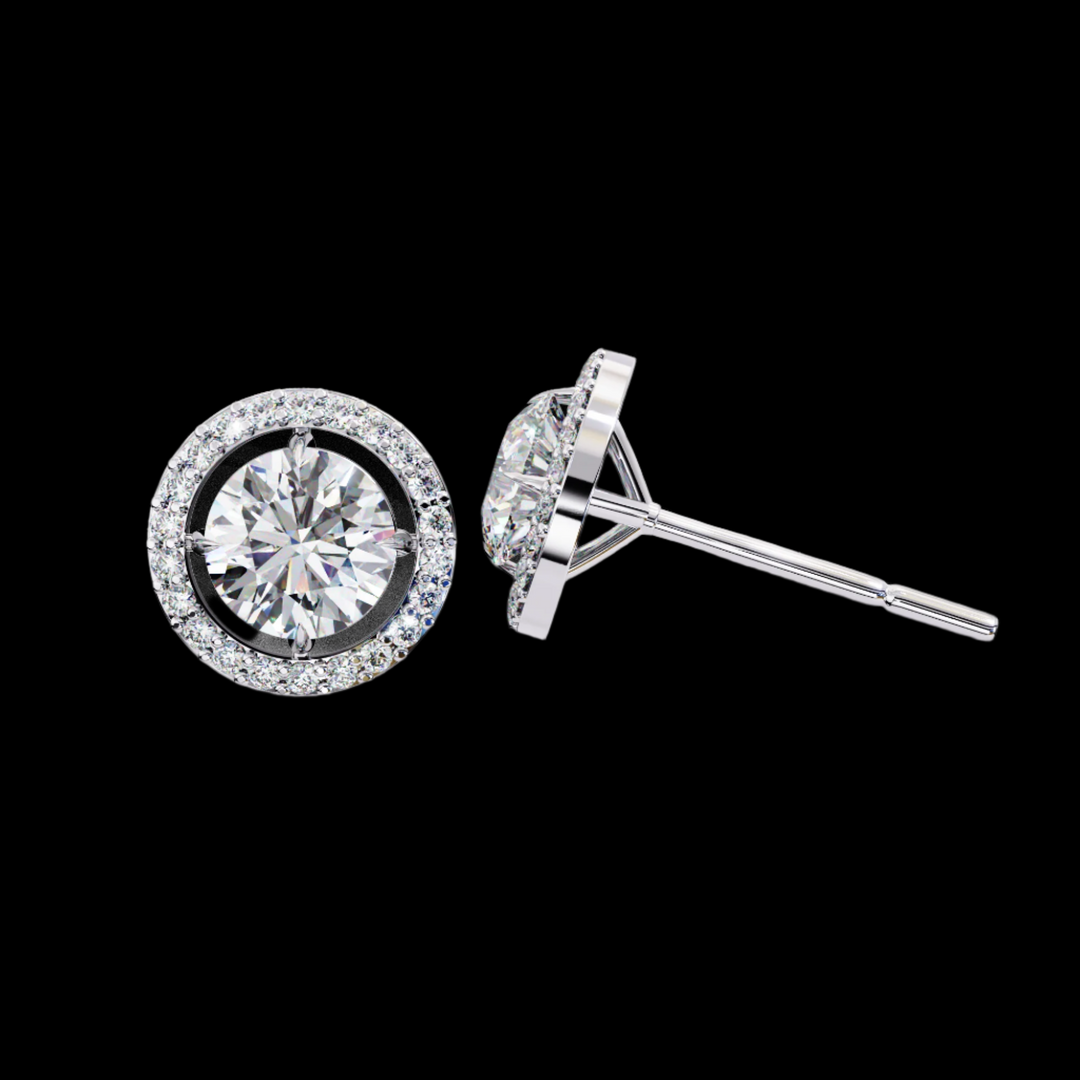 Round Solitaire and Cluster Halo Diamond Earrings