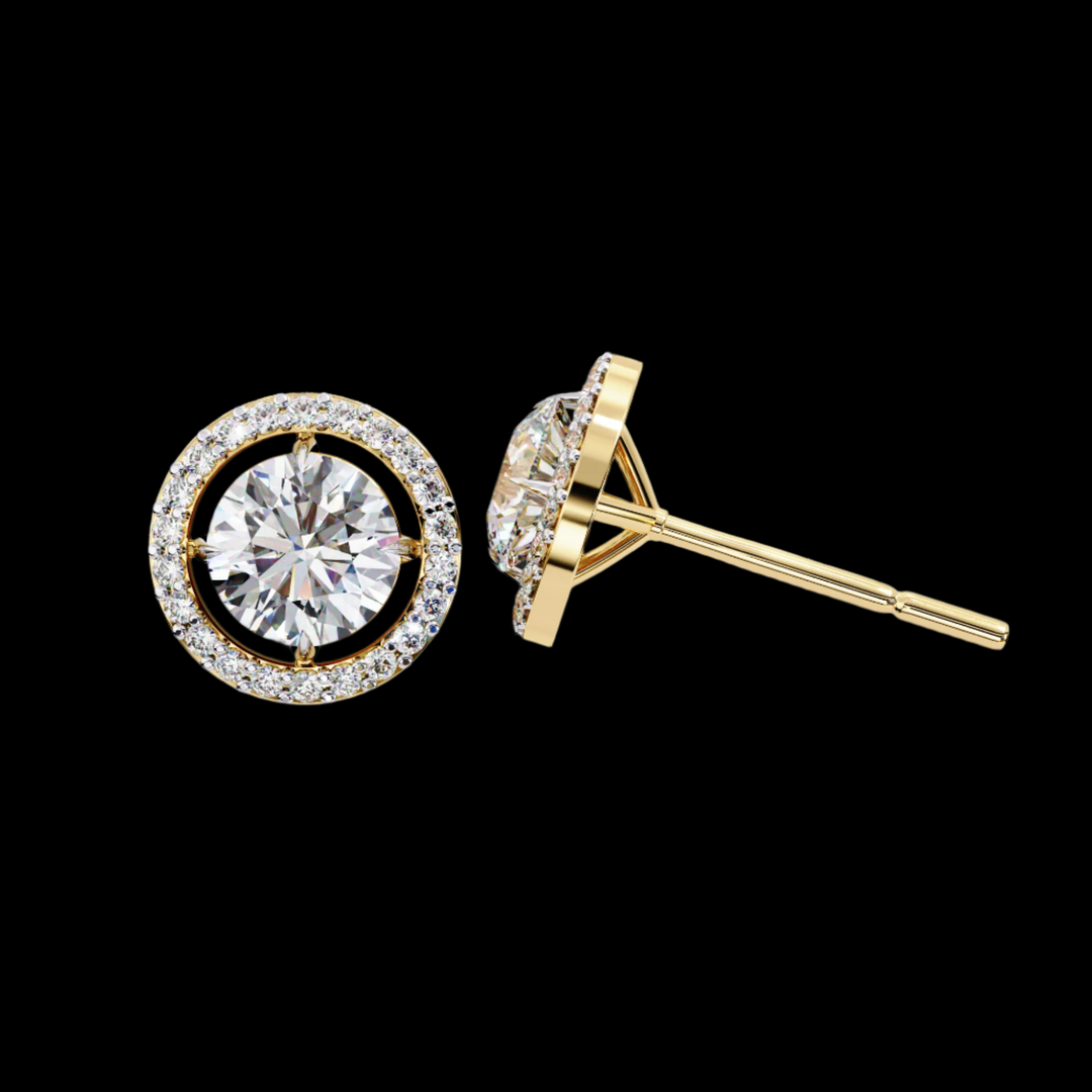 Round Solitaire and Cluster Halo Diamond Earrings