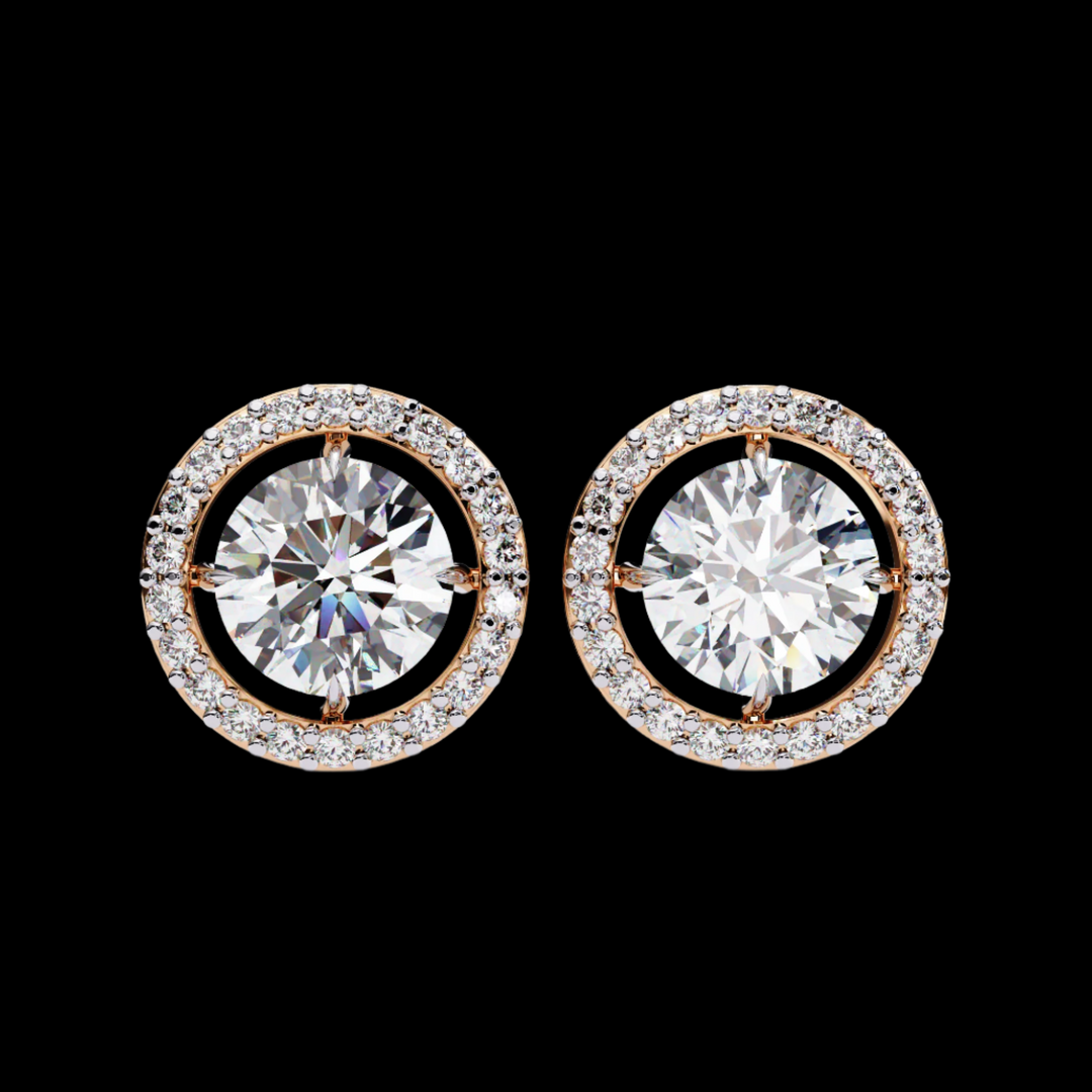 Round Solitaire and Cluster Halo Diamond Earrings