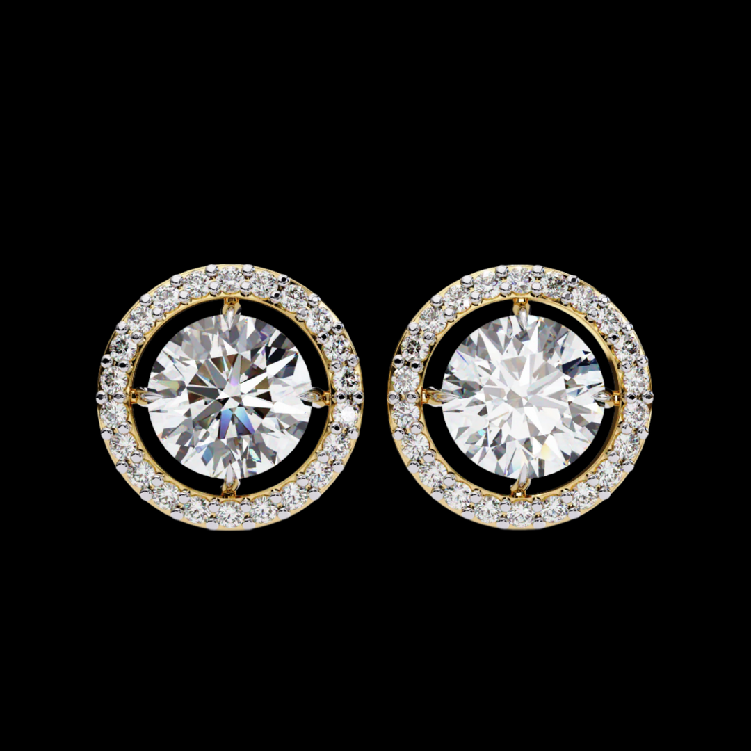 Round Solitaire and Cluster Halo Diamond Earrings