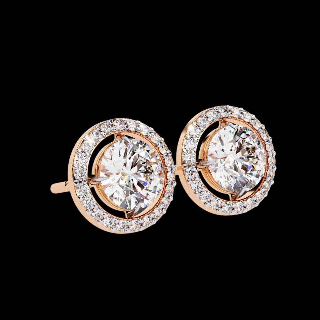 Round Solitaire and Cluster Halo Diamond Earrings