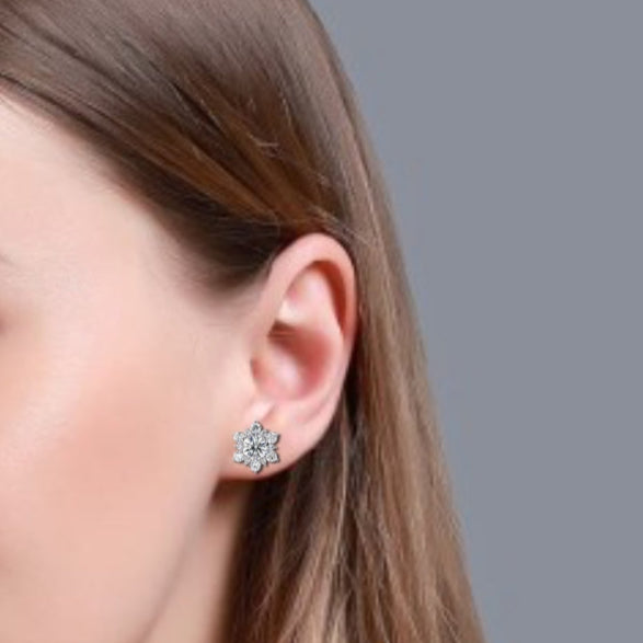 Round Diamond Floral Earrings