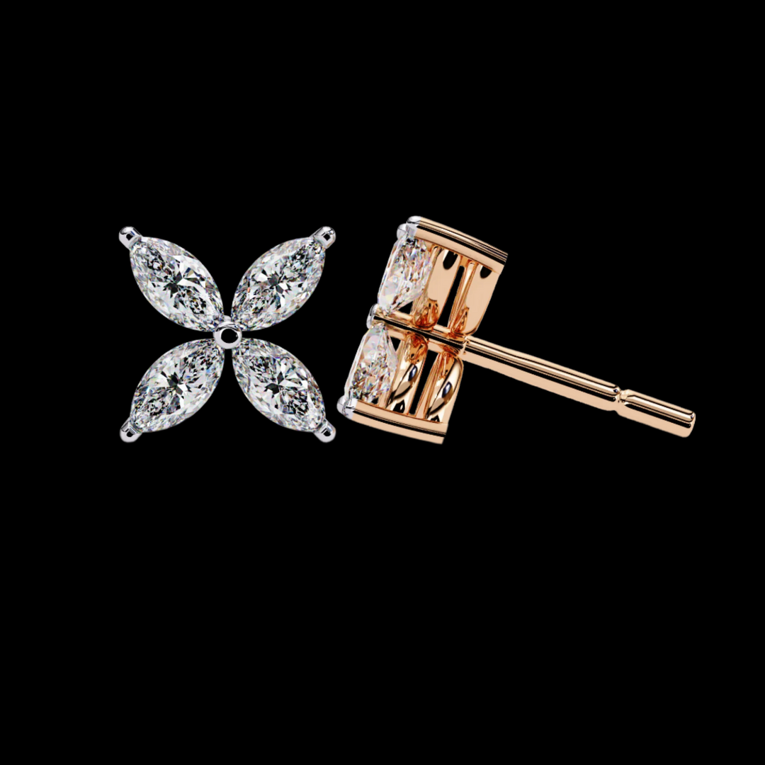 4 Petal Marquise Diamond Earrings