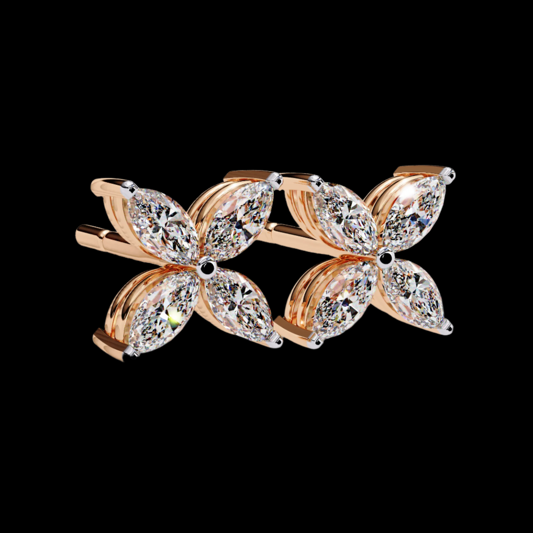 4 Petal Marquise Diamond Earrings