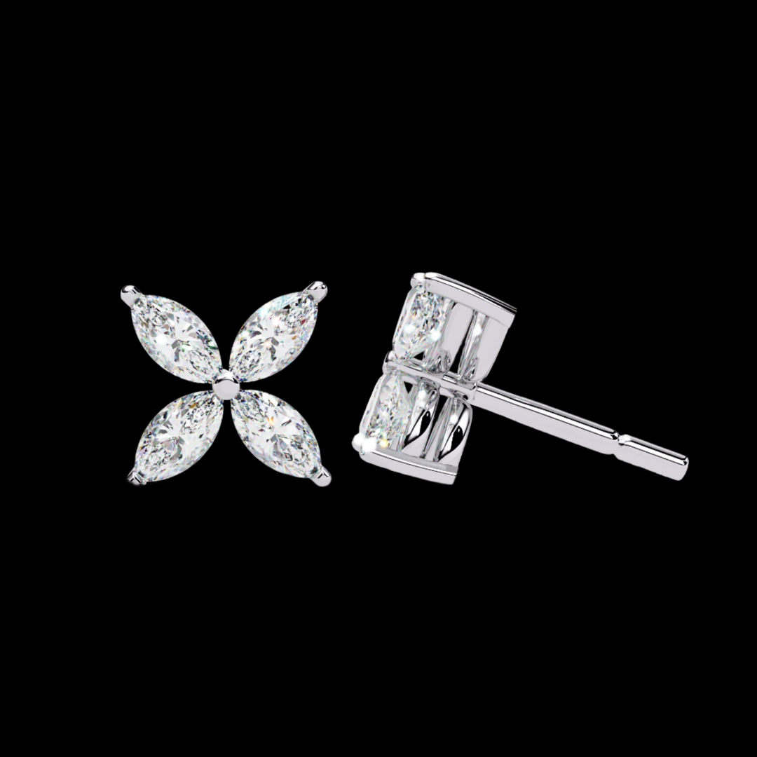 4 Petal Marquise Diamond Earrings