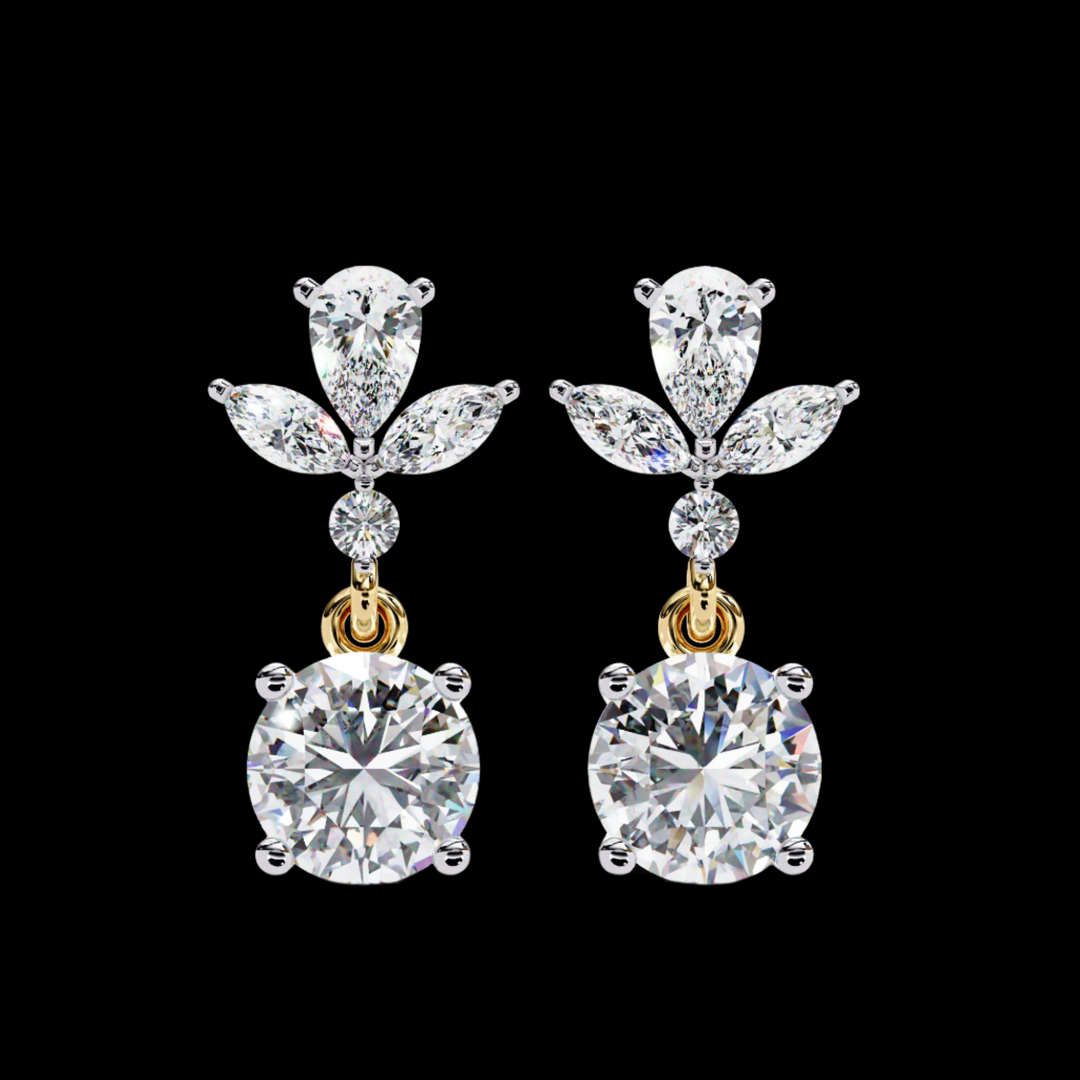 Pear, Marquise & Round Drop Diamond Earrings