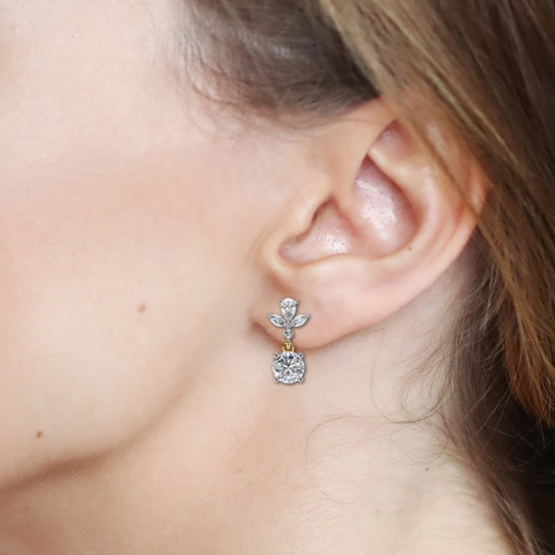 Pear, Marquise & Round Drop Diamond Earrings