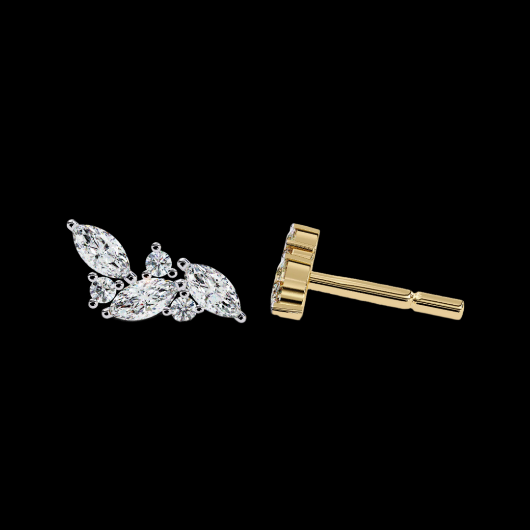 Marquise & Round Cluster Diamond Fashion Earrings