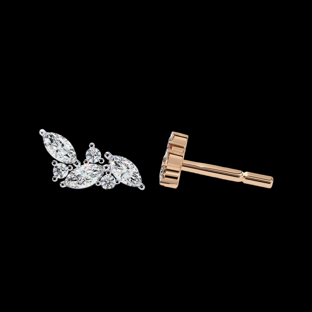 Marquise & Round Cluster Diamond Fashion Earrings