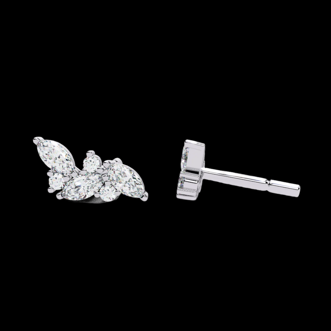 Marquise & Round Cluster Diamond Fashion Earrings