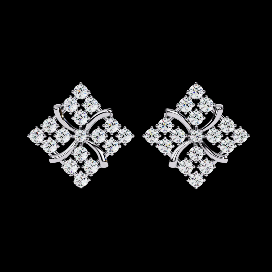 Diamond Shaped Cluster Earrings
