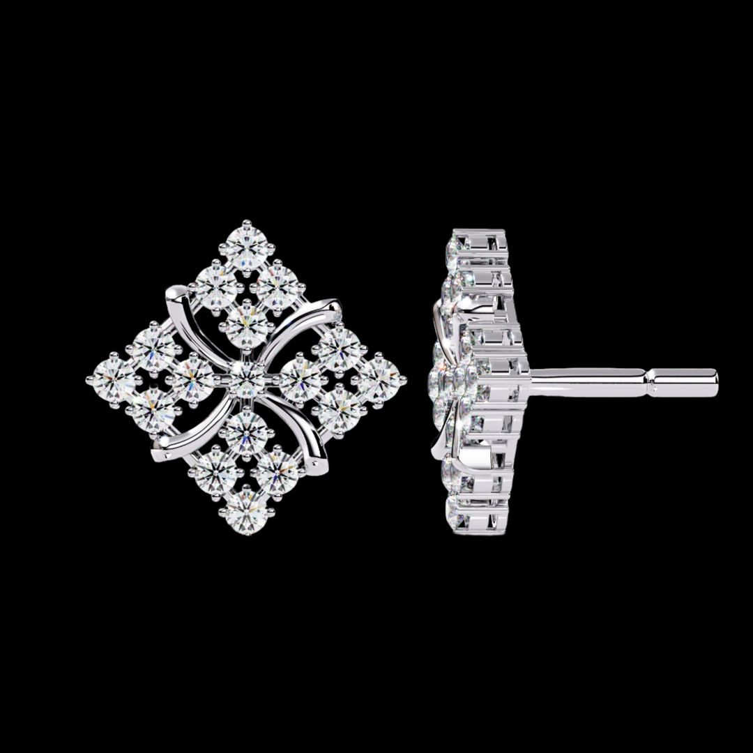 Diamond Shaped Cluster Earrings