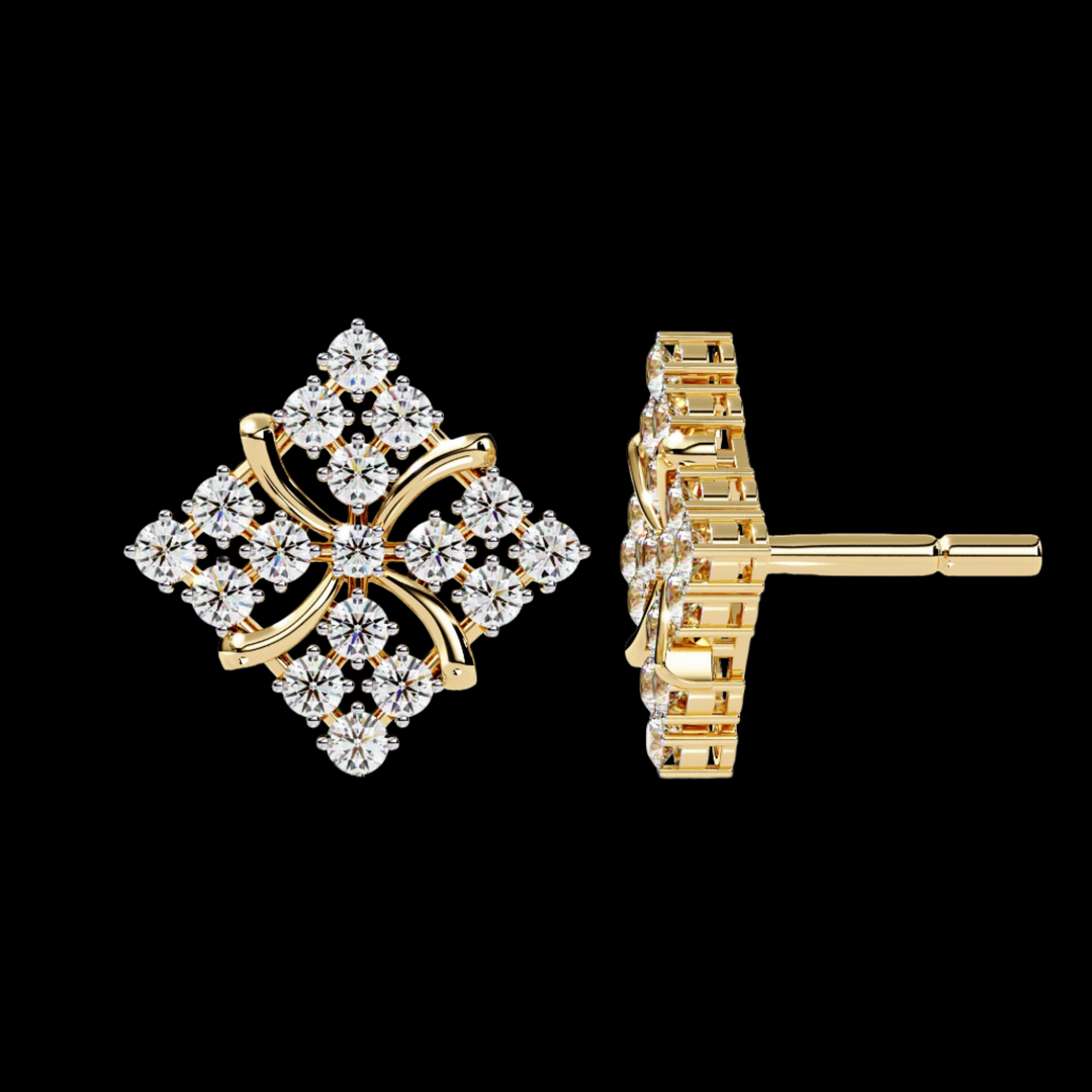 Diamond Shaped Cluster Earrings