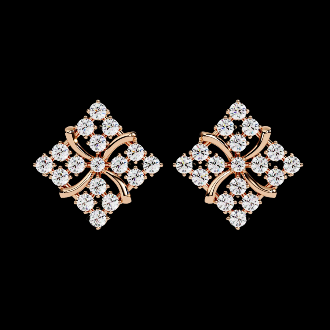 Diamond Shaped Cluster Earrings