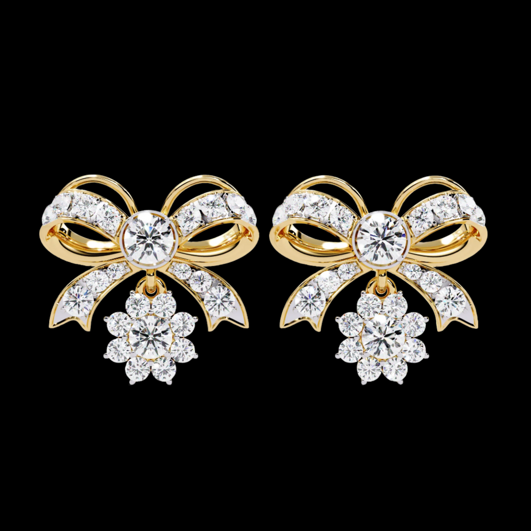 Bow Shaped Diamond Fashion Drop Earrings