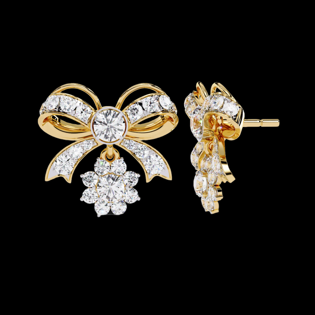 Bow Shaped Diamond Fashion Drop Earrings