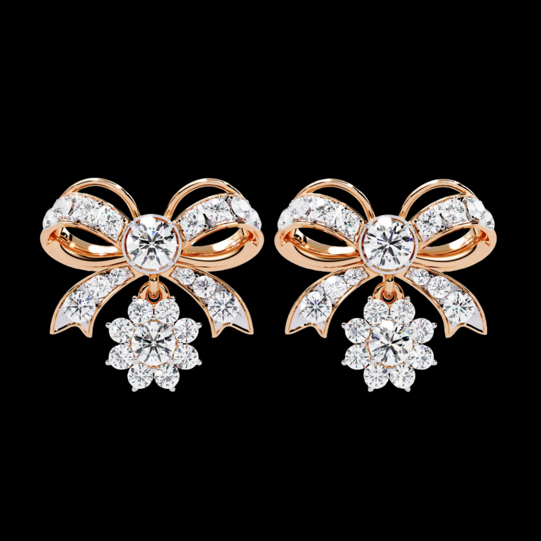 Bow Shaped Diamond Fashion Drop Earrings