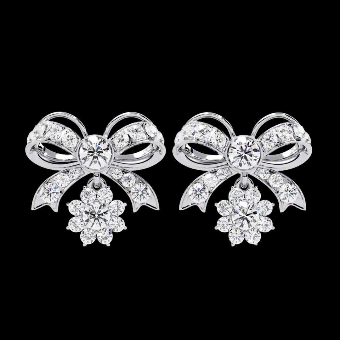 Bow Shaped Diamond Fashion Drop Earrings