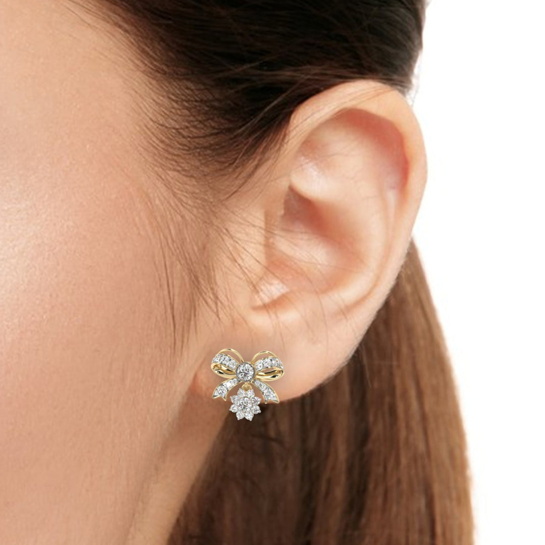 Bow Shaped Diamond Fashion Drop Earrings