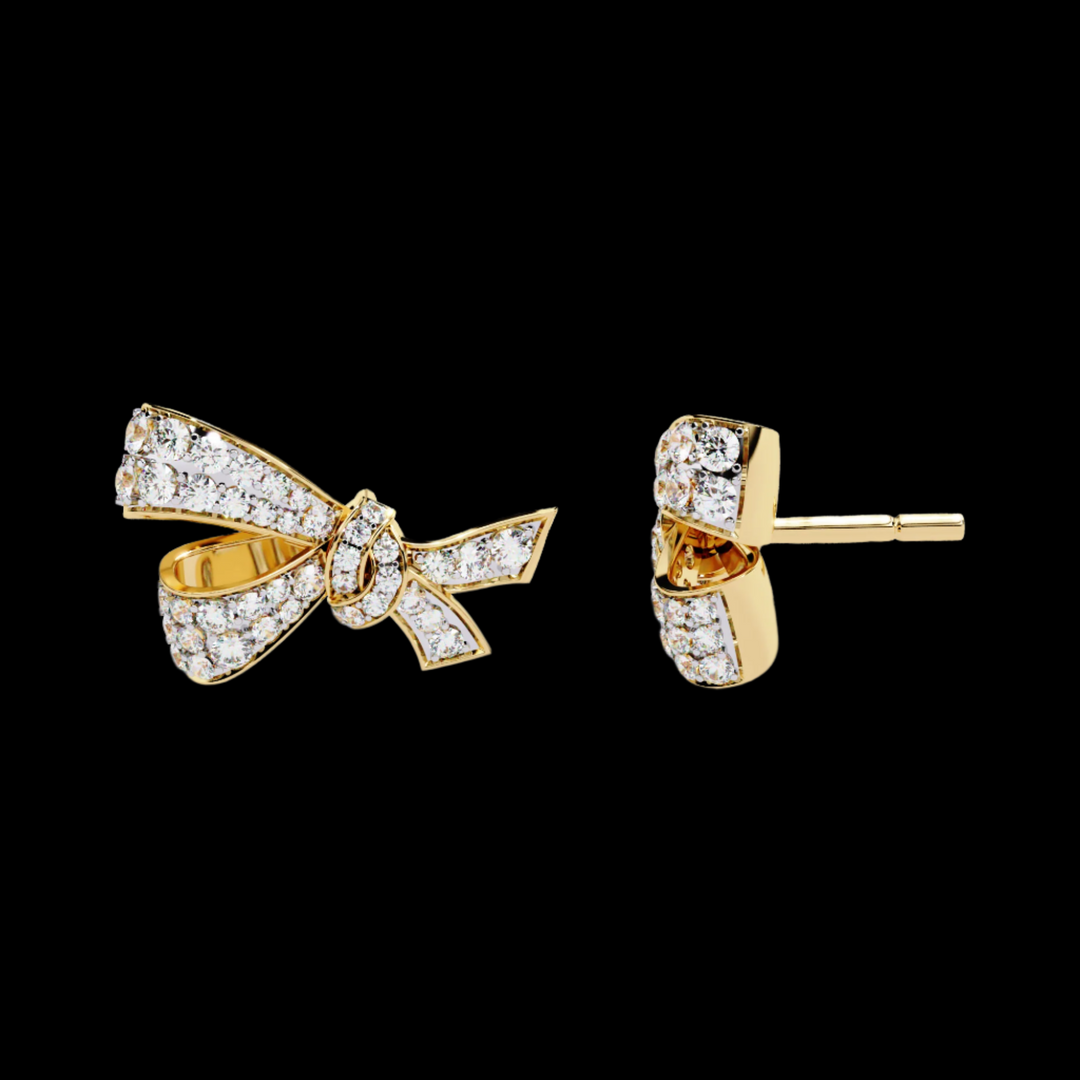 Bow Shaped Cluster Diamond Earrings