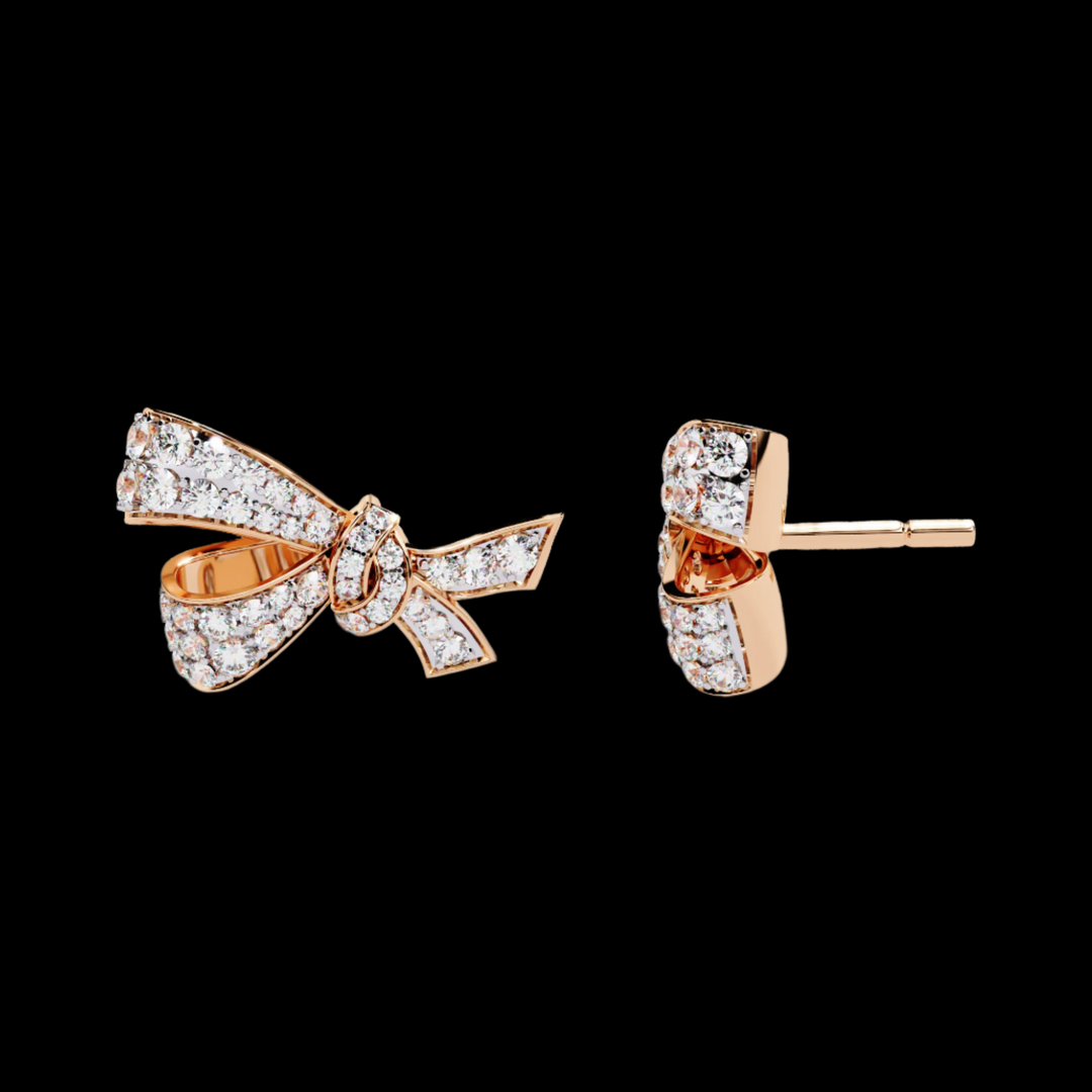 Bow Shaped Cluster Diamond Earrings
