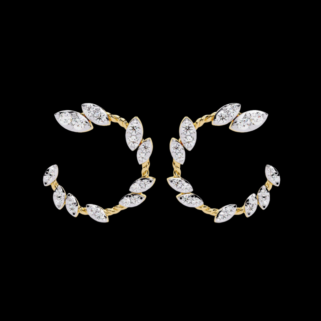 Sideway Cluster Cuff Diamond Earrings