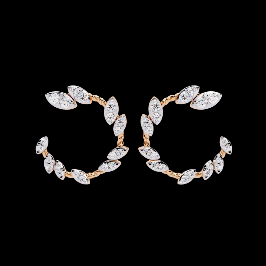 Sideway Cluster Cuff Diamond Earrings