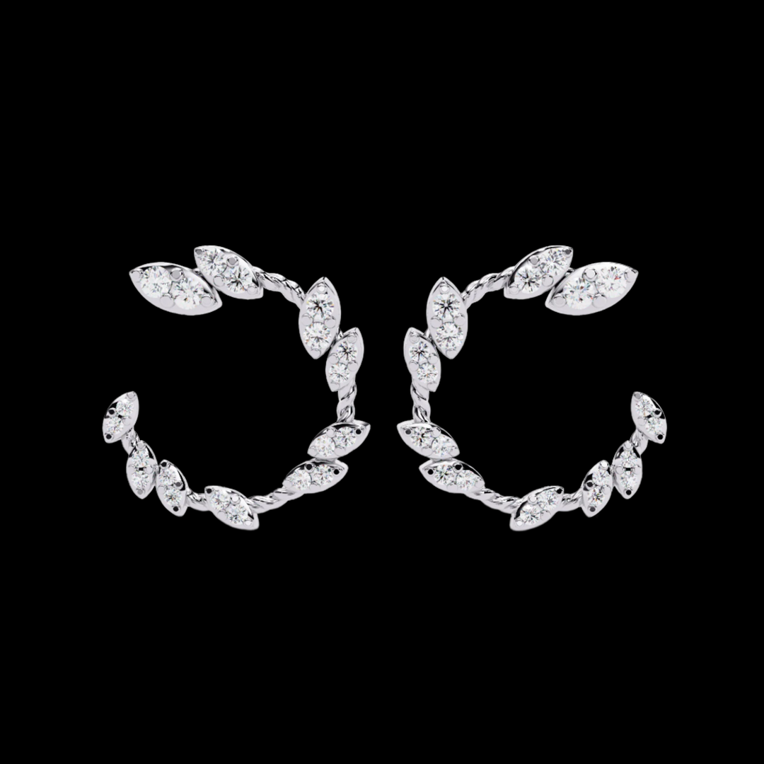 Sideway Cluster Cuff Diamond Earrings