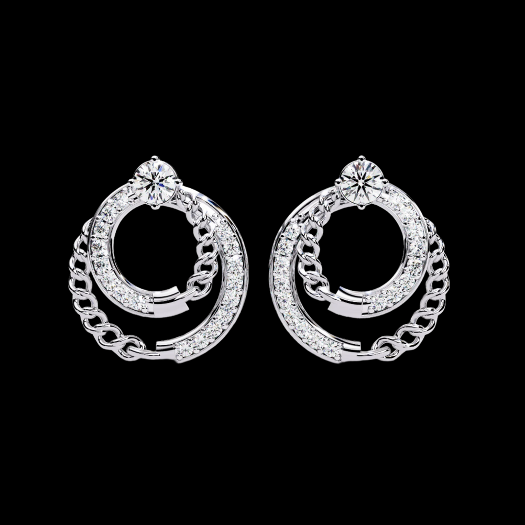 Dual Circle Cluster Diamond Earrings