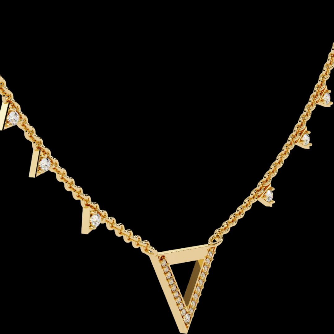 Triangle Shaped Diamond Pendant Necklace