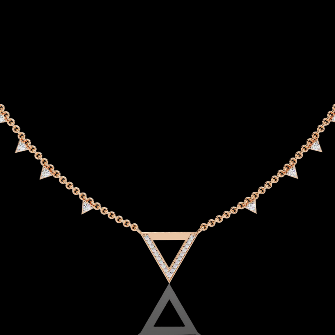 Triangle Shaped Diamond Pendant Necklace