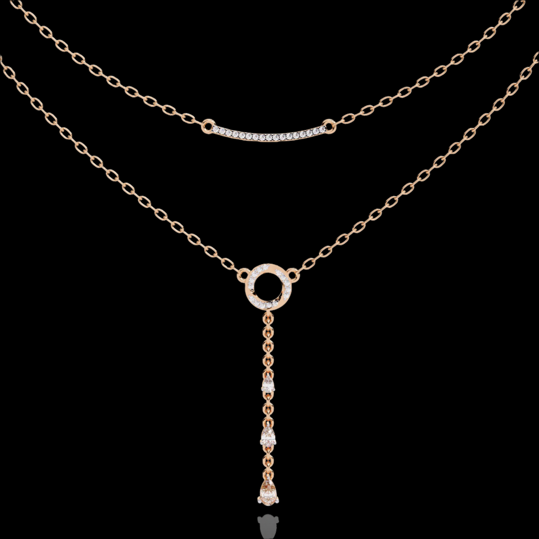 Dual Layered Drop Diamond Necklace