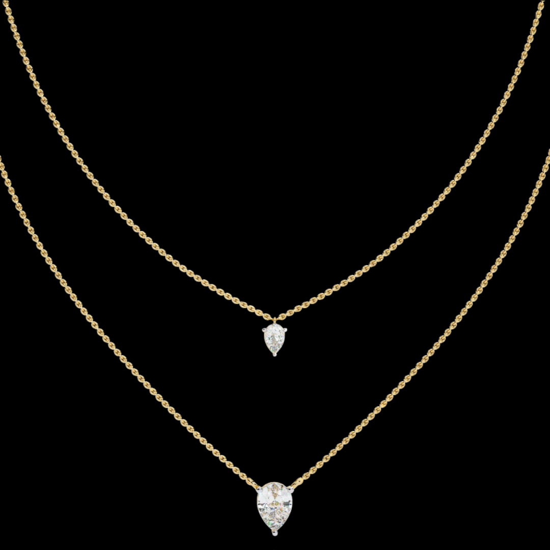 Dual Layered Pear Drop Diamond Necklace