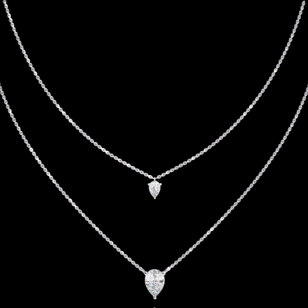 Dual Layered Pear Drop Diamond Necklace