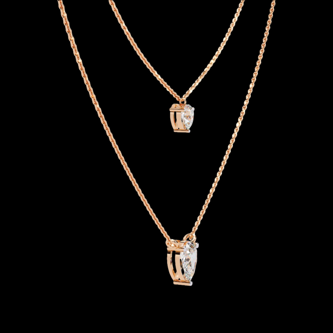 Dual Layered Pear Drop Diamond Necklace