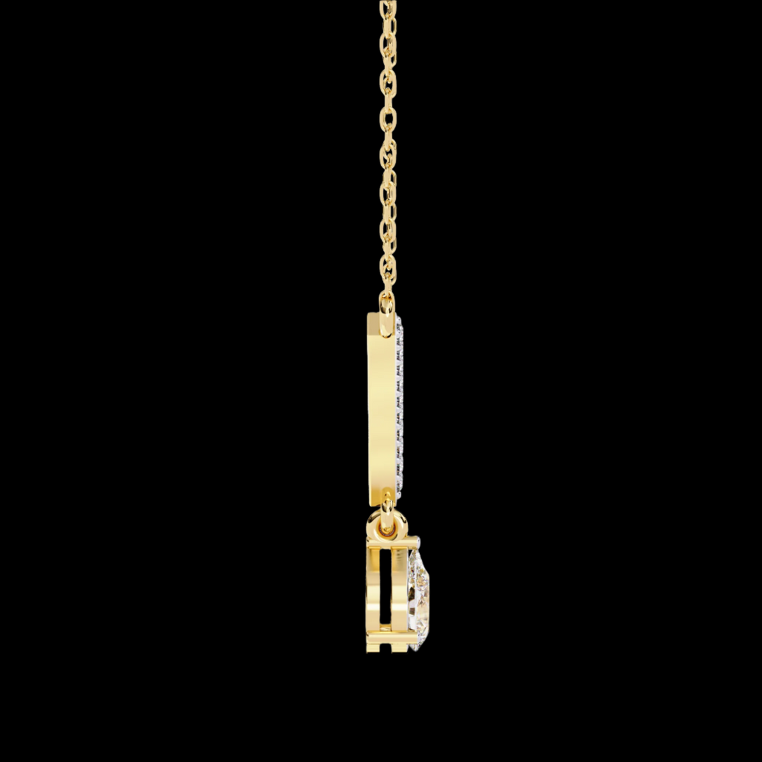 Pear Drop Diamond Necklace with V-Shaped Diamond Row
