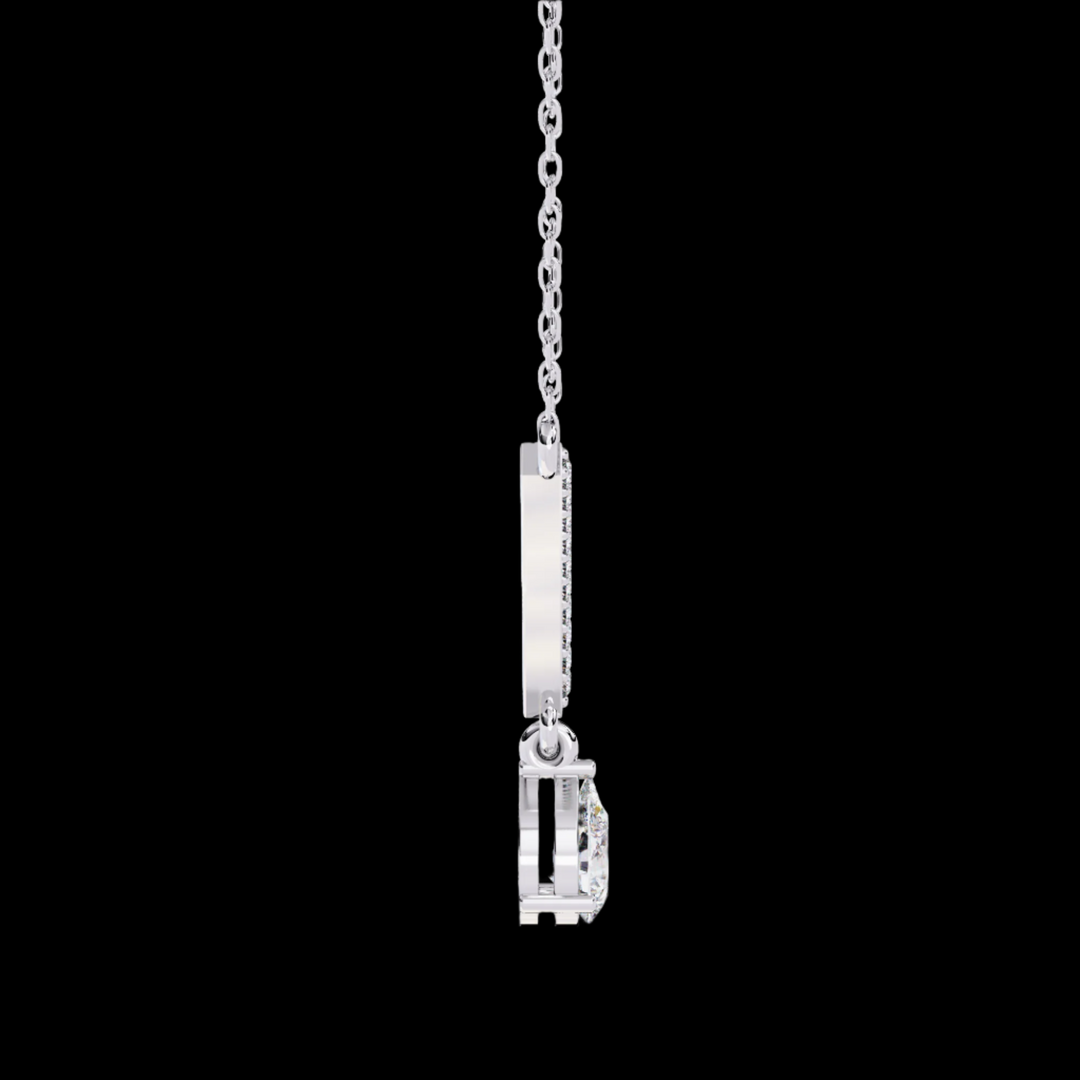 Pear Drop Diamond Necklace with V-Shaped Diamond Row