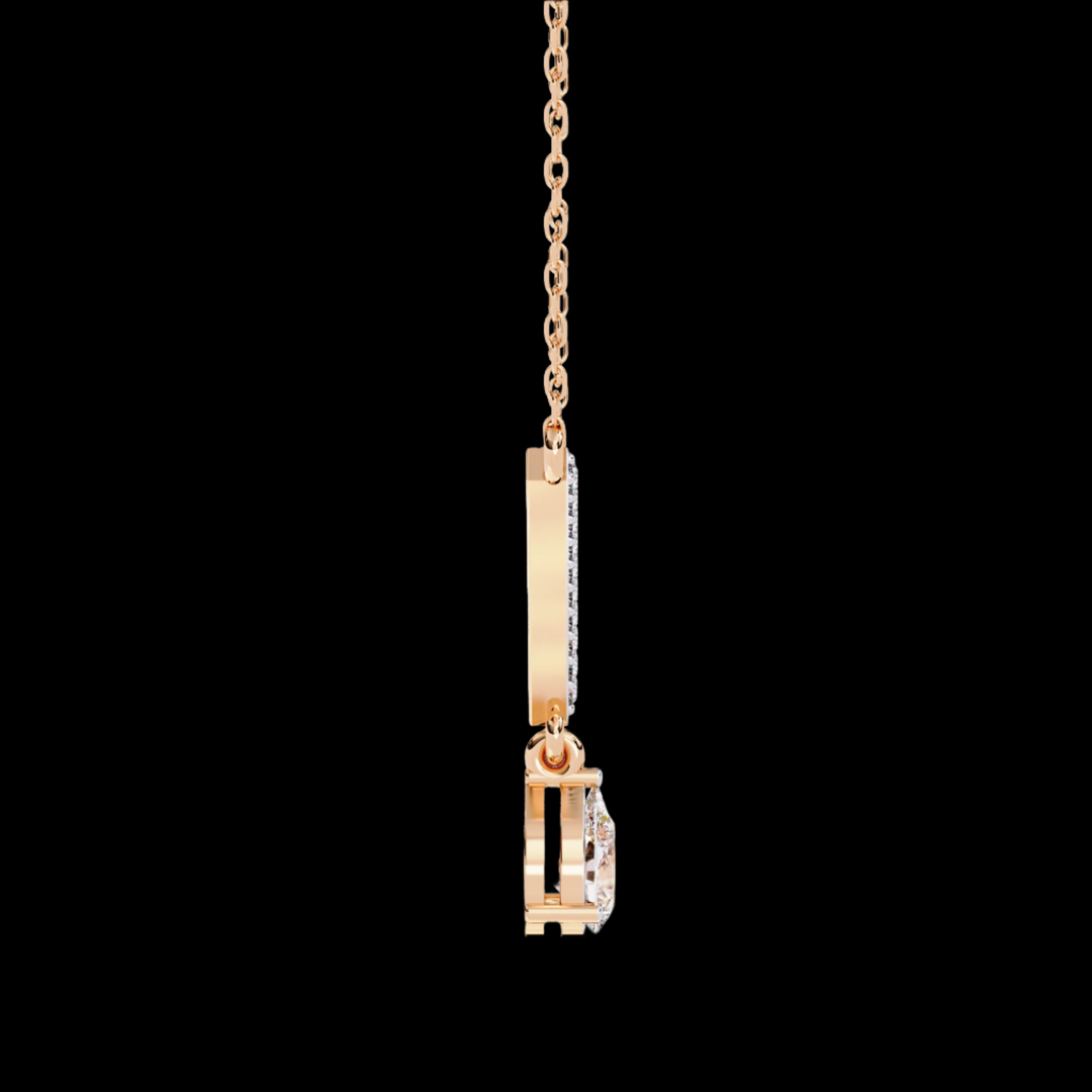 Pear Drop Diamond Necklace with V-Shaped Diamond Row