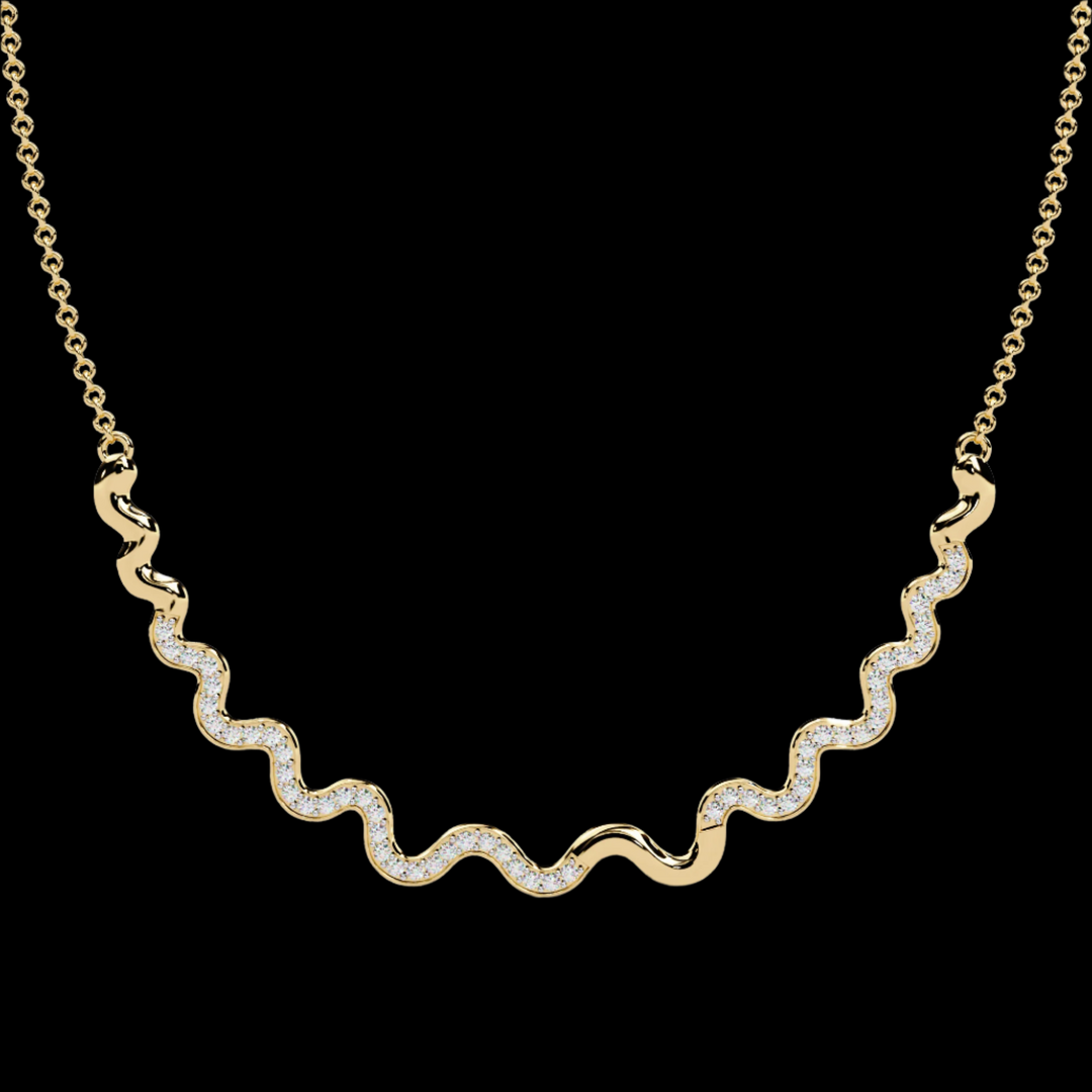 Wavy Shaped Cluster Diamond Necklace