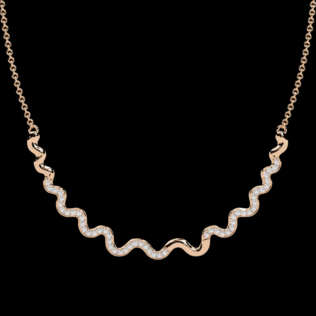 Wavy Shaped Cluster Diamond Necklace