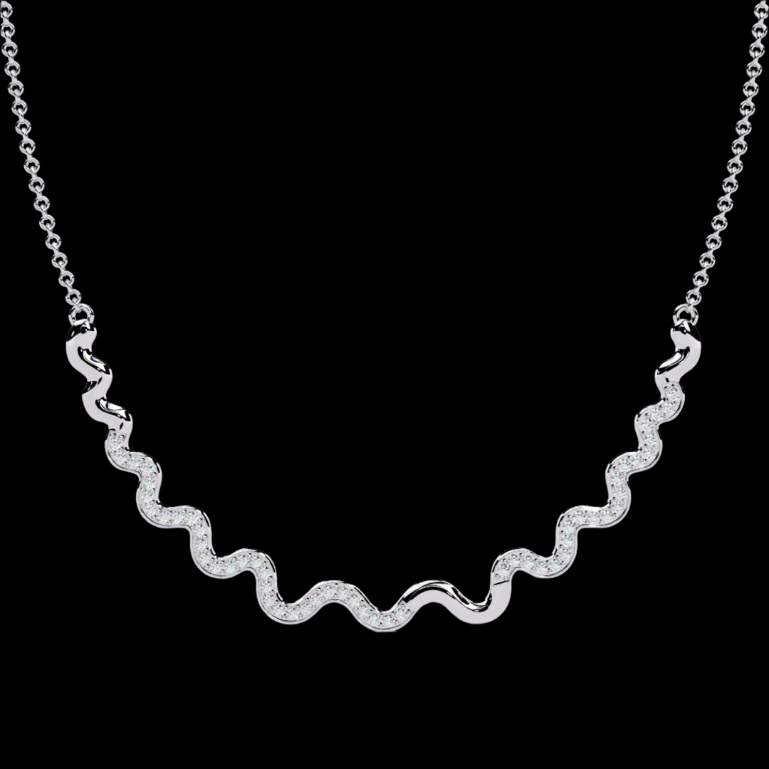 Wavy Shaped Cluster Diamond Necklace