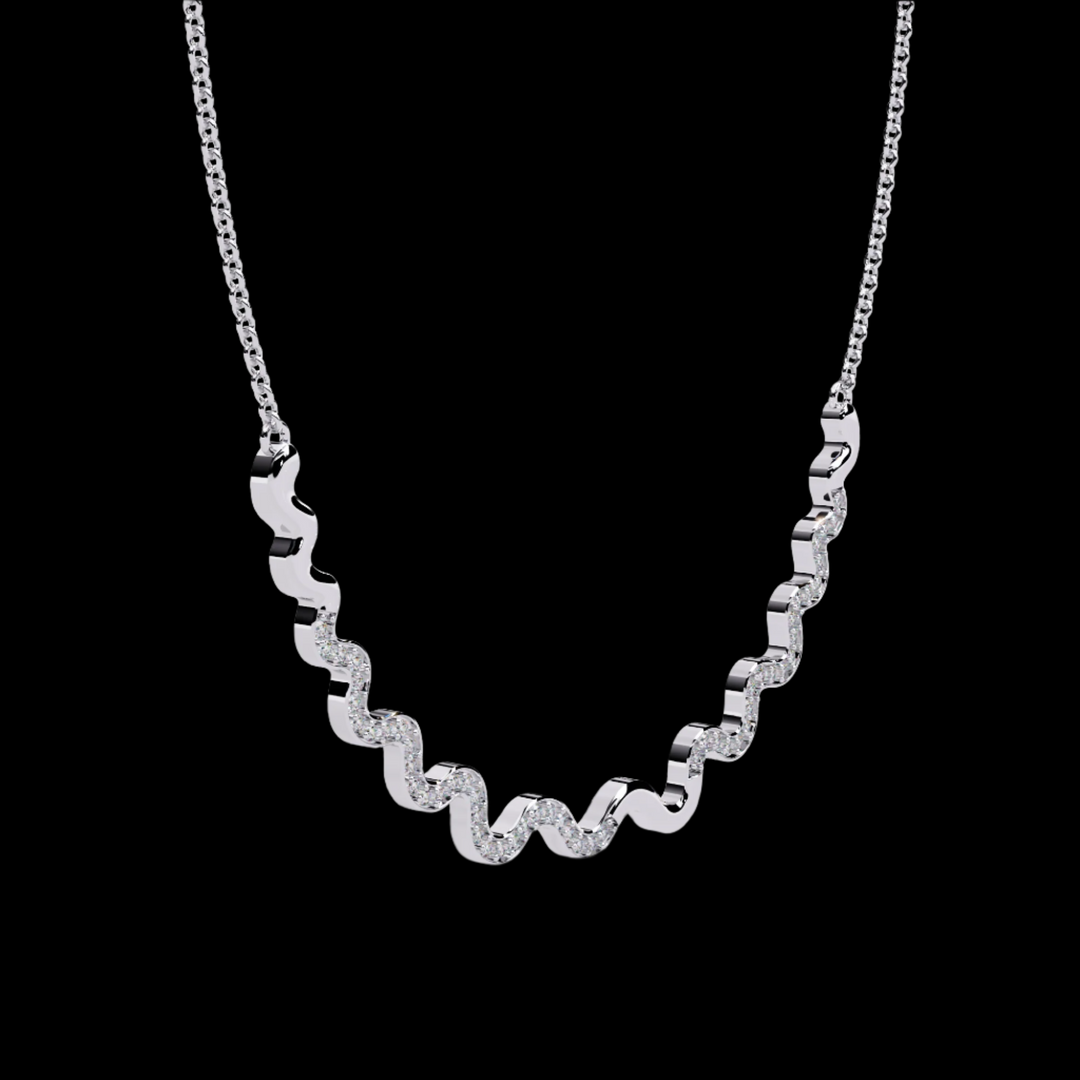 Wavy Shaped Cluster Diamond Necklace