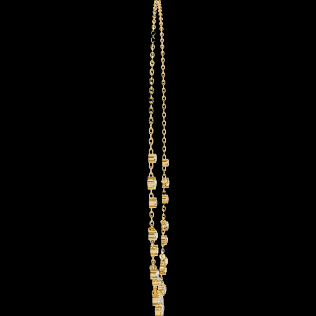 Round Drop Spaced Out Diamond Necklace